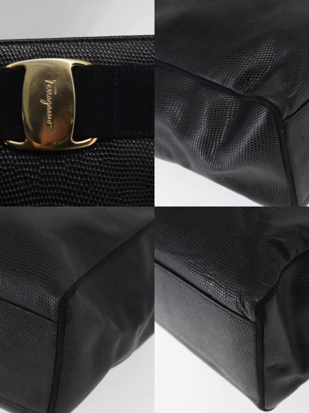 Salvatore Ferragamo Vala Tote Bag Leather Navy Gold Auth BA8751 - Picture 15 of 15